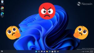 Windows 11 desktop with angry and thinking emoji